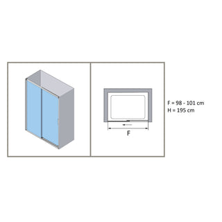 Skydedør til bruseniche, Profiltek Salma, mønstret glas, 98/101-195 cm