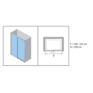 Skydedør til bruseniche, Profiltek Salma, mønstret glas, 118/121-195 cm