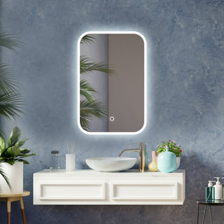 Badeværelsesspejl med LED Class Mirrors D24, 60 × 90 cm, touchbetjening, dugfri funktion, afrundede kanter