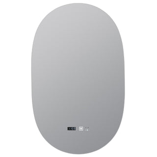 Badeværelsesspejl med LED Kadda NW-12, 80 × 50 cm, touch-betjening, dugfri funktion, urfunktion, ovalt