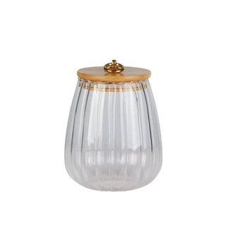 Glasbeholder med bambuslåg ST3R0J100-0BL – Borosilikatglas, 1 liter