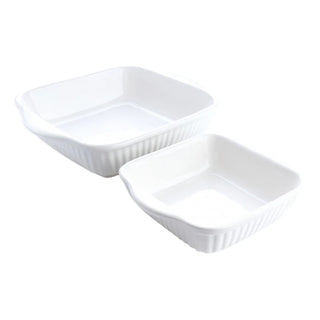 Sæt firkantede fade SRM922 – Keramik, Hvid, Termoresistent, 2 stk