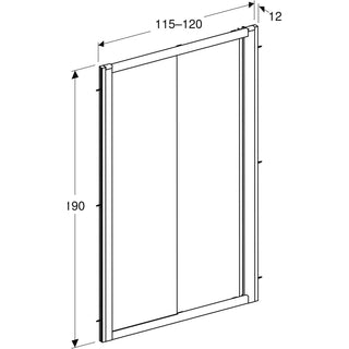 Skydedør til bruseniche, glas, Geberit New Geo 560.153.00.2, 120 × 190 cm