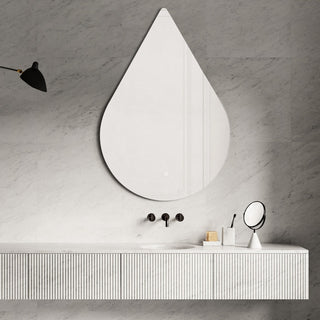 Badeværelsesspejl med LED Kadda H-3009, 120 × 80 cm, touchbetjening, dugfri funktion, dråbeformet