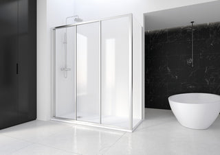 Skydedør til bruseniche, Profiltek Eddy ED92, glas, 92-98 × 195 cm