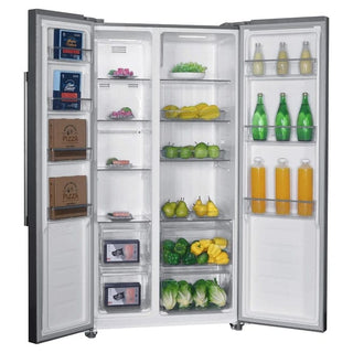 Arctic AS427E4NMT – Side by side køleskab, 442 liter, No Frost, Fast Freezing, LCD-display, sølv