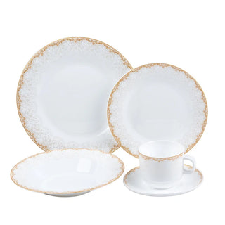 Sæt tallerkener NR30AT 21057 – Hærdet glas, Hvid, 30 dele