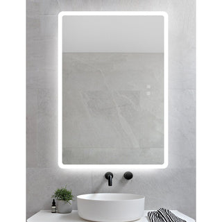 Badeværelsesspejl med LED Kadda H-3203, 100 × 70 cm, touchbetjening, dugfri funktion, afrundede kanter