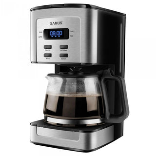 Samus Tempora Kaffemaskine – 10 Kopper – 1.3 L – Timer & Anti-Dryp – Sort/Sølv
