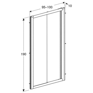 Skydedør til bruseniche, glas, Geberit New Geo 560.133.00.2, 100 × 190 cm