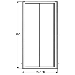 Skydedør til bruseniche, glas, Geberit New Geo 560.133.00.2, 100 × 190 cm