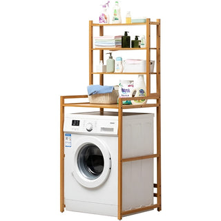 Reol til vaskemaskine Bamboo ML240203, gulvstående, bambus, 66 × 165 × 55 cm