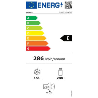 Samus SSBX-559NFDE – Side by side køleskab, 439 liter, No Frost, vanddispenser, antracit