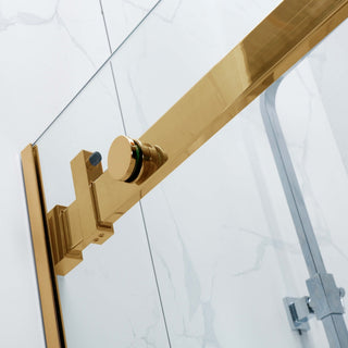 Skydedør til bruseniche, glas, West WST01, guldfarvet profil, 145-165 × 200 cm