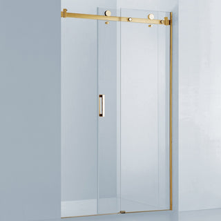 Skydedør til bruseniche, glas, West WST01, guldfarvet profil, 145-165 × 200 cm