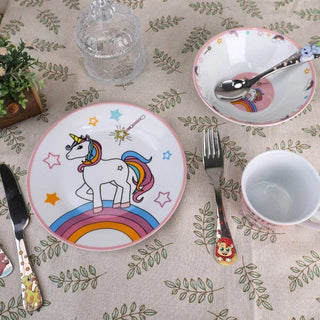 Børneservice EY3196 – Porcelæn med Unicorn Motiv, 3 dele
