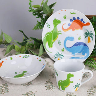 Børneservice EY3270 – Porcelæn, Dinosaur Design, 3 Dele