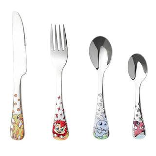 Bestiksæt til børn SSCS-SUS304 – rustfrit stål, 4 dele, med dyremotiver