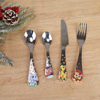 Bestiksæt til børn SSCS-SUS304 – rustfrit stål, 4 dele, med dyremotiver