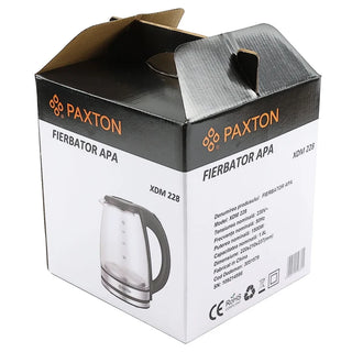Paxton XDM 228 Elkedel 1.8 L – 1500W – Glas & LED – 360° Base – Sort/Sølv