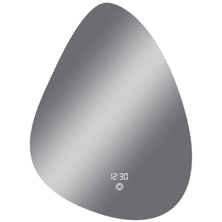 Badeværelsesspejl med LED Class Mirrors Klass 22, 60 × 80 cm, touch-betjening, digitalt ur og temperaturvisning, asymmetrisk