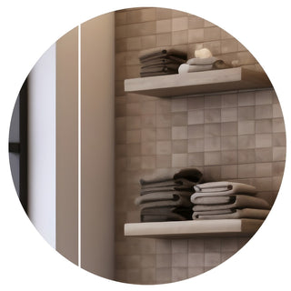 Badeværelsesskab med spejl og belysning Class Mirrors Klass 25, 2 låger, 80 × 80 cm