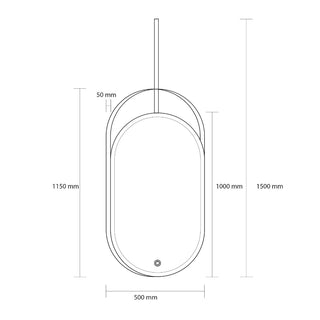 Badeværelsesspejl med LED Class Mirrors Klass 15, 150 × 50 cm, touchbetjening, ovalt