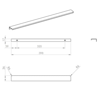 Greb til vaskeskab Roca Fancy A816991339, 39,8 × 3,6 × 1,7 cm, 2 stk.