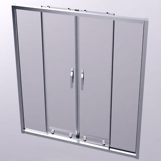 Skydedør til brusekabine, glas, Seldus, krom profil, 140 × 190 cm, 2 døre