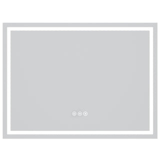 Badeværelsesspejl med LED Savini Due BR-80-60-RE-IN-B, 80 × 60 cm, touch-betjening, Bluetooth, højttaler, dugfri funktion, rektangulært