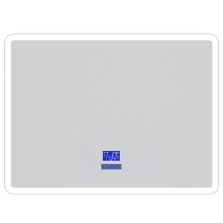LED-badeværelsesspejl Savini Due BR-80-60-RE-IN-D, 80 × 60 cm, touch, Bluetooth, højttaler, dæmpbar, dugfri, temperaturvisning, ur, rektangulært