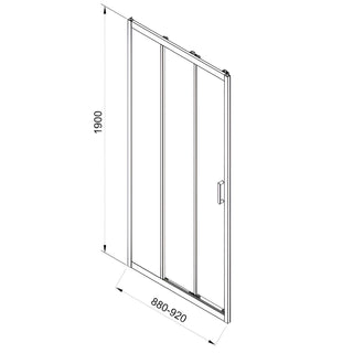 Skydedør til brusekabine, glas, Kadda JY-125, krom profil, 90 × 190 cm