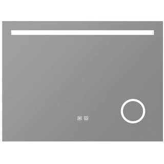 Badeværelsesspejl med LED Kadda NW-14, 80 × 60 cm, dugfri funktion, forstørrelsesspejl, dæmpbar, touch-betjening, rektangulært