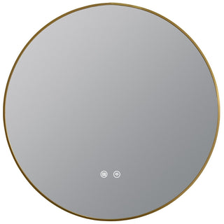 Badeværelsesspejl med LED Kadda NW-20, 60 × 60 cm, ur, dugfri, LED-belysning, temperaturvisning, berøringsfri betjening, dæmpbart, rundt