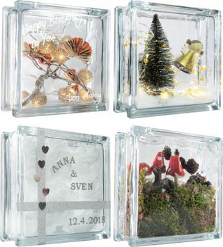 Dekorativ glasbyggesten Wave Klar - 19,8x19,8x8 cm