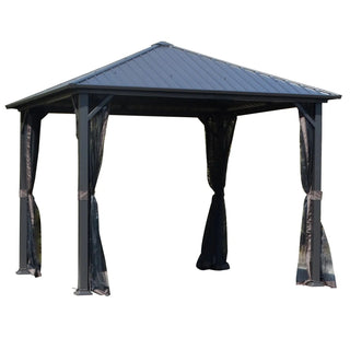 Pavillon med stål tag, Mørkebrun/Sort