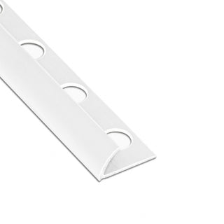 Fliseprofil i PVC til kant på gulv- og vægfliser, ensfarvet, 00065bl, hvid, 6.5 mm, 2.6 m