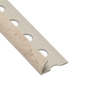 Fliseprofil i PVC til kant på gulv- og vægfliser marmoreret, Dark travertine 085mtro, creme, 8.5 mm, 2.6 m