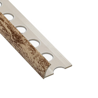 Fliseprofil i PVC til kant på gulv- og vægfliser marmoreret, Dark travertine 085mtro, creme, 8.5 mm, 2.6 m