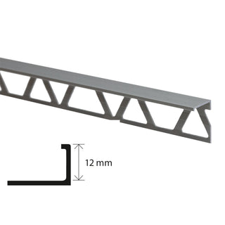 Fliseprofil i aluminium til afslutning på gulv- og vægfliser, SÆT S52, 12 x 21 x 2.500 mm