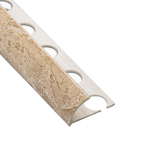 Fliseprofil i PVC til kant på gulv- og vægfliser marmoreret, Dark travertine 085mtro, creme, 8.5 mm, 2.6 m