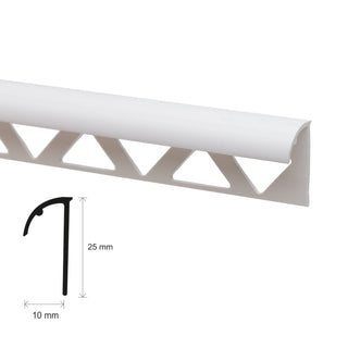 Fliseprofil i PVC til kant på gulv- og vægfliser, SET N31318, ensfarvet, 10 x 25 x 2.500 mm