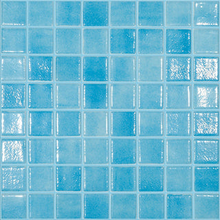 Glasmosaik 501, blå + turkis mix, til inde/ude, 31,7 × 31,7 cm