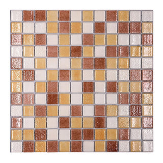 Glasmosaik 500/504/506, beige + brun mix, til inde/ude, 31,7 × 31,7 cm