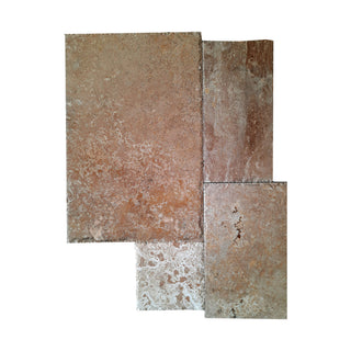 Travertin til inde/ude, Classic French Pattern, børstet, 1,2 cm, sæt med 4 plader