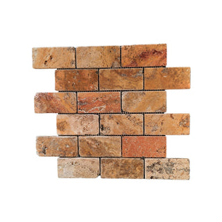 Travertinmosaik til inde/ude, Mesta Golden Siena Tumbled, gul, 4,8 × 10 × 1 cm