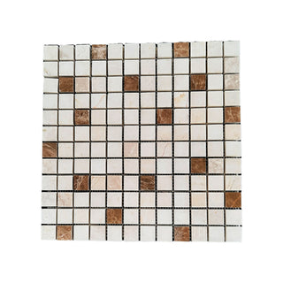 Marmormosaik Emperador Polis Random, poleret, 30,5 × 30,5 cm