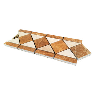 Bordur i marmor Mozaic Polished, beige/brun, 10,5 × 28,5 × 1 cm