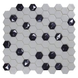 Glasmosaik Hex 910/374D, mix, til inde/ude, 30,7 × 31,7 cm