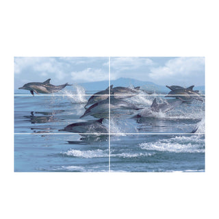 Keramisk dekor til bad/køkken, 2754 Viola Dolphins Blue, 60 × 100 cm, blank